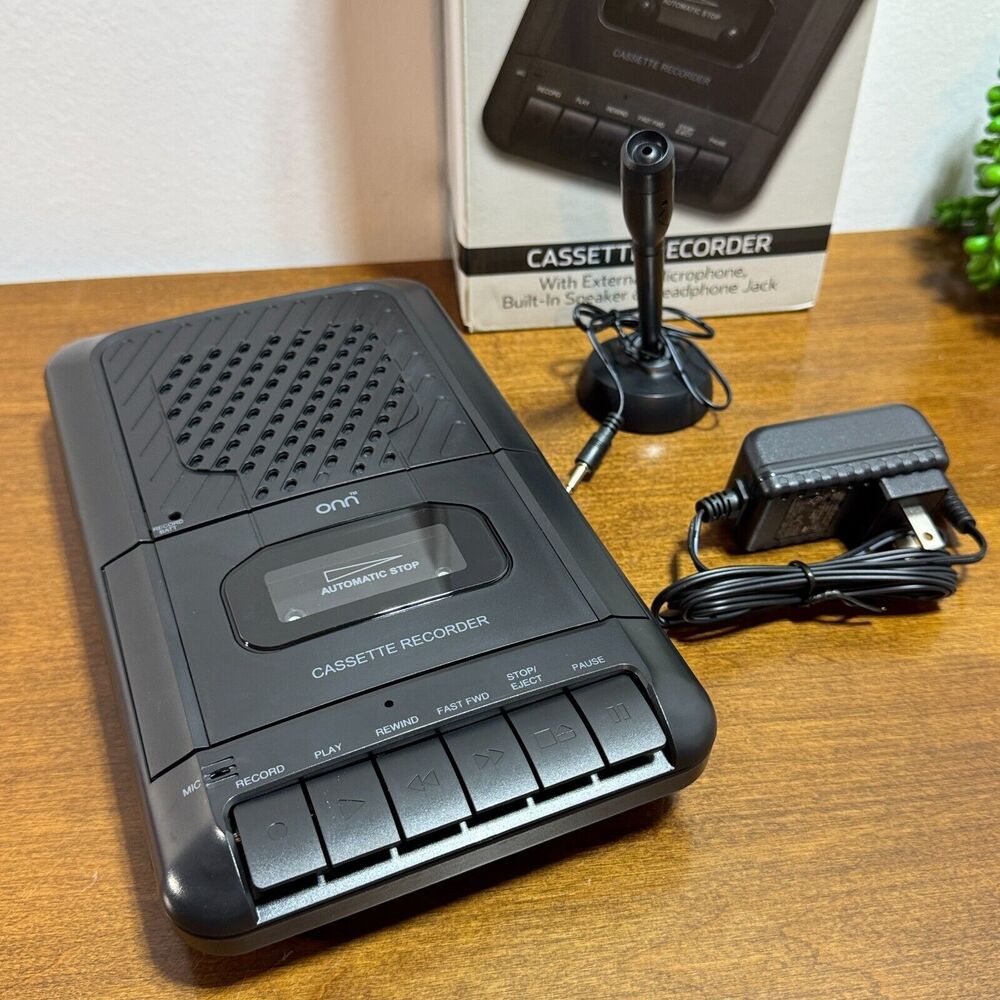 ONN Cassette Recorder External Microphone Blank Cassette Tape Headphone Jack - Picture 4 of 6